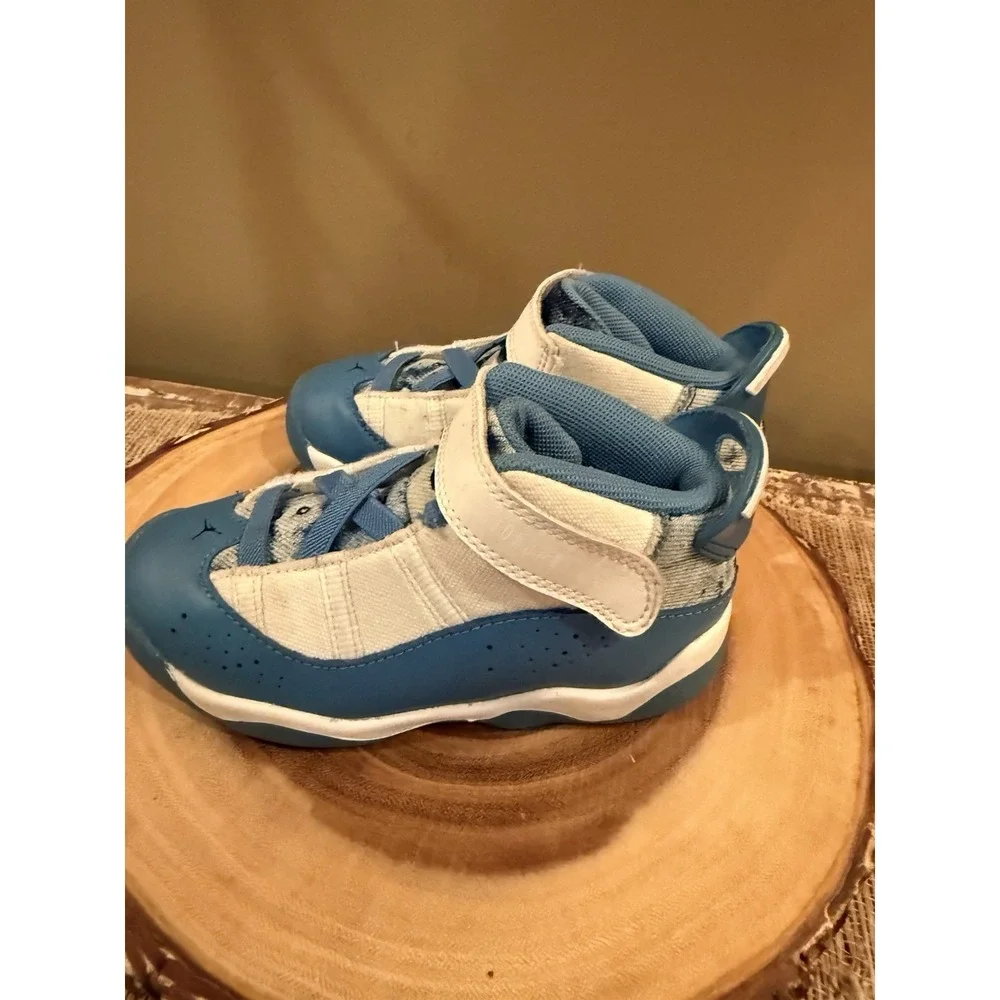 Jordan 6 Rings Tennis Shoes Toddler Size 10C Blue White Dutch‎ DM8954-100 VGUC
